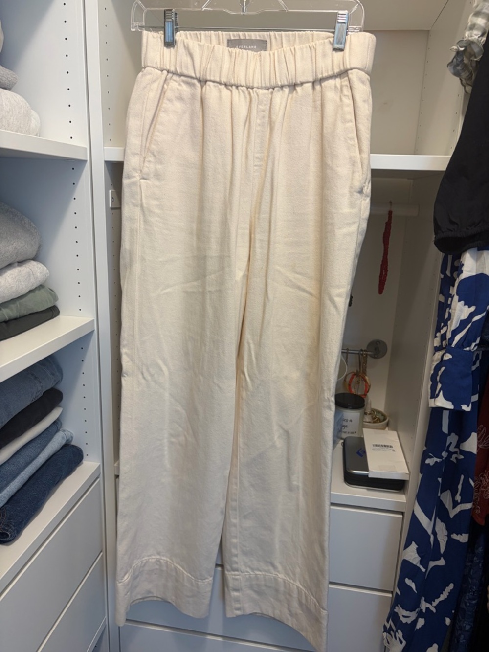 Everlane Cream Elastic-Waist Chino Pants